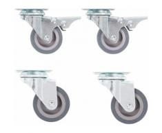 vidaXL 16x Roulettes Pivotantes avec Frein Roues Fixes pour Etabli Meuble Chariot Roulant Tables de Travail Etagère à Livre Capacité de 50 kg 50 mm - Accessoires pour meubles