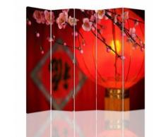 Feeby Paravent d'intérieur sur toile décoratif, 5 parties deux faces, Lampion japonais 180x150 cm - Objet à poser