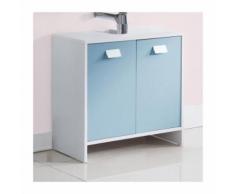 TOP Meuble sous-vasque L 60 cm - Blanc et bleu mat - Meubles de salle de bain