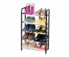 Étagère Chaussures 5 Couches Noir / Gris Metal / Plastique 42X19X70cm - Meubles à chaussures