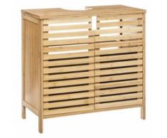 Meuble sous lavabo salle bain 2 portes bambou Sicela - Meubles de salle de bain
