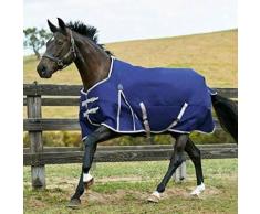 Weatherbeeta - Couverture semi-épaisse COMFITEC ESSENTIAL - Cheval (155 cm) (Bleu marine / argent / rouge) - UTWB596 - Selle et tapis de selle