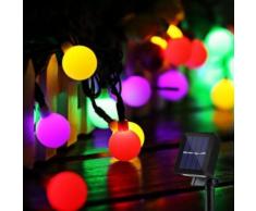 Guirlande Lumineuse Solaire 50 Boule LED, 10m Fil Souple Imperméable Eclairage Décoration (Multicolore) - Luminaires extérieur