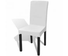 6 housses de chaise dos droit extensibles blanches - Textile séjour