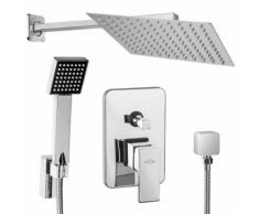 TECTAKE Ensemble de Douche à Encastrer avec 1 Douchette et 1 Pommeau Effet Pluie en Inox Gris - Installations salles de bain