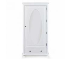 Paris Prix - Armoire Bois 1 Porte & Miroir sandra 188cm Blanc - Armoire