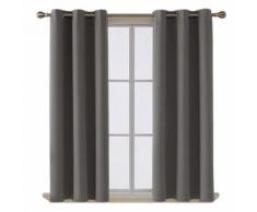 Deconovo Lot de 2 Rideaux Occultants Gris pour Salon et Chambre à Oeillets Isolant Rideau Thermique 107x138cm Gris Clair - Rideaux et stores