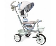 boppi - Poussette-tricycle à pédales 4-en-1 avec siège réversible pour nourrisson et tout-petit - Couleur grise avec vagues - Tricycles