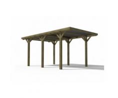 Carport ARES en bois traité classe III - surface 15.5 m² - Toit en PVC - Mobilier de Jardin