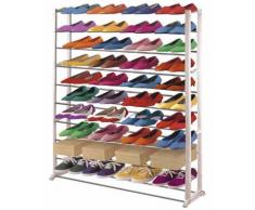 Étagère à chaussures en plastique, coloris : blanc, Dim : H140 x L72 x P25 cm -PEGANE- - Meubles à chaussures