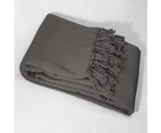 Jete de canape a franges 180 x 220 cm coton tisse lana Anthracite - Textile séjour