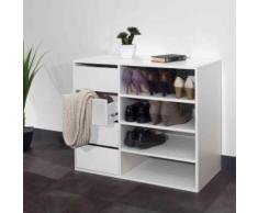 Meuble chaussures en bois blanc avec tiroirs et niches de rangement - MC6016 - Meubles à chaussures