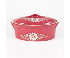 Poteries Rene Beck - Terrine Ovale 4L3 Rouge/Marguerite - Cocotte faitout marmite