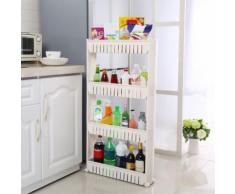 Chariot Roulant Meuble de Rangement 4 Niveaux en Plastique pour Cuisine Salle de Bain - Accessoires salles de bain et WC