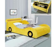 Lit enfant voiture avec rangement Speed - Jaune - 90x190 - Cadre de lit
