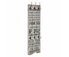 Porte-manteau mural avec 6 crochets 120 x 40 cm THANK YOU - Portes manteaux