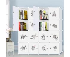 Armoires Plastiques Enfant Etagère Plastique Meuble Rangement 16 Cubes Modulables Chouchou Cadre Métal Rangement Vêtements - Armoire bébé