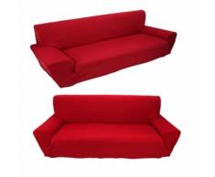 Housse de Canapé Sofa Fauteuil En Polyester Elastique Moderne (3 PLACES, Rouge) - Textile séjour