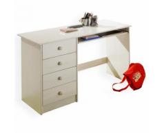 Bureau enfant 4 tiroirs lasuré blanc - Bureaux