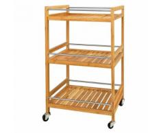 Table roulante Meuble de rangement à roulettes, Desserte de cuisine de service massif en bambou, Chariot de cuisinesalle de bains L46xP38cmxH76cm SoBuy® FKW11-N - Dessertes de rangement