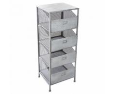 Chiffonnier en métal ajouré Renan - L. 35 x H. 90 cm - Gris - Commodes