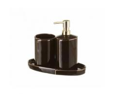 Set Salle de Bain Céramique Noir et Or - Distributeur Savon, Verre, Porte Savon - Accessoires de bain