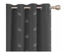 Deconovo Lot de 2 Argenté Décoration Motif Lune Rideaux Occultants Argenté Isolant à Oeillets pour Rideau Salon Moderne à Oeillets140 x 260cm Gris Clair - Rideaux et stores