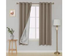 Deconovo Lot de 2 Rideaux Occultant à Oeillets avec Revêtement Argenté Isolant Thermique Rideau Salon Design Moderne pour Enfant Tissu Taupe 135x240 cm - Rideaux et stores