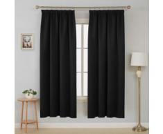 Deconovo Lot de 2 Rideaux Occultants Isolant Thermique Noir Occultant Galon Fronceur des pour Enfant 140x245cm - Rideaux et stores