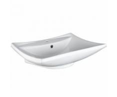 TECTAKE Lavabo Vasque de Salle de Bain à Poser Design en Céramique 60 cm x 44 cm x 16 cm Blanc - Installations salles de bain