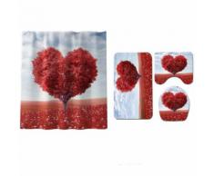 4PCS Antiderapant toilettes Polyester Couverture Mat Set de bain rideau de douche BT188 - Accessoires salles de bain et WC