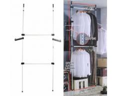 2 pôles réglable Vêtement Rack Cintres Simple Placard Penderie Chambre à coucher Nouveau - Porte-manteau enfant