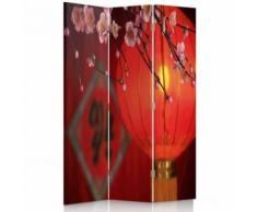 Feeby Paravent rotatif Cloison amovible intérieur 3 panneaux, Lampion japonais 110x150 cm - Objet à poser