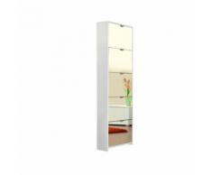 Meuble à chaussures miroir 5 tiroirs en bois coloris blanc - MC7041 - Meubles à chaussures