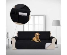 Deconovo Housse de Clic Clac Canape 3 Places Antidérapant pour Salon Housse de Clic Clac Matelasse Jeté de Canapé Noir Protège Canapé 173x190cm - Textile séjour