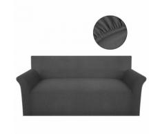 vidaXL housse de canapé tissu tricoté en polyester extensible gris - Textile séjour