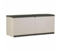 coffre d'exterieur - rangement d'exterieur Coffre 450L Intérieur/Extérieur Fonctionnel et Esthétique Cadenassable avec Roulettes Beige et Gris Foncé - Mobilier de Jardin