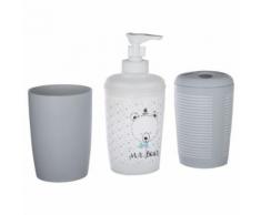 Set de salle de bain pour enfant - Ourson - Gris - Accessoires de bain