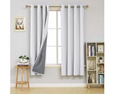 Deconovo Lot de 2 Rideau Decorations Occultant Doublé à Oeillets Couche de Mousse pour Salon 140x183cm Isolant Thermique Beige - Rideaux et stores