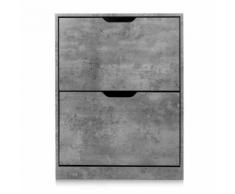 Homekraft VIKI MINI Meuble à chaussures, 2 tiroirs, Gris - Meubles à chaussures