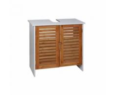 LINDA Meuble sous-lavabo L 60 cm - Blanc mat et decor bois - Installations salles de bain