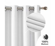 Deconovo Lot de 2 Rideaux Occultant Totalement Salon de Porte Intérieur Rideau Thermique Revêtement en Mousse Chambre Cuisine Maison Bureau Blanc 117x229cm - Rideaux et stores
