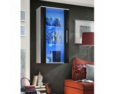 Paris Prix - Vitrine Led Murale Design neo 110cm Blanc & Noir Brillant - Vaisseliers