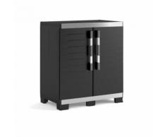 KETER Armoire basse de rangement XL - 2 portes - pieds surélevés et ajustables - verouillable - Noir - Rangement de l'atelier