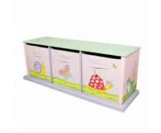 Meuble étagère rangement tiroir bois enfant 3 paniers boîtes bacs tissu TD-0132A - Autres