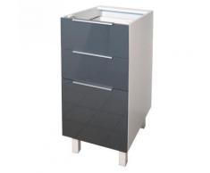 Caisson 3 Tiroirs bas 40 cm Gris Haute brillance - Objet à poser