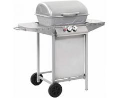 vidaXL Barbecue à gaz avec 2 zones de cuisson Acier Argenté - Accessoires pour barbecue et fumoir