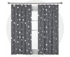 Deconovo Lot de 2 Rideaux Salon Occultants Rideaux Isolant Thermique Motif Etoile Argenté pour Chambre Fille avec Galon Fronceur 117x138cm Gris Clair - Rideaux et stores