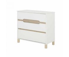Commode 3 tiroirs Blanc/Bois - CIEL - Commodes et plans à langer