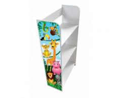 Bibliothèque Meuble De Rangement Motif Animaux De La Jungle Lion Eléphant Girafe Bibliothèque Décoration Etagere De 3 Casiers Blanc Sur Des Livres De Jouets - Rangement enfant